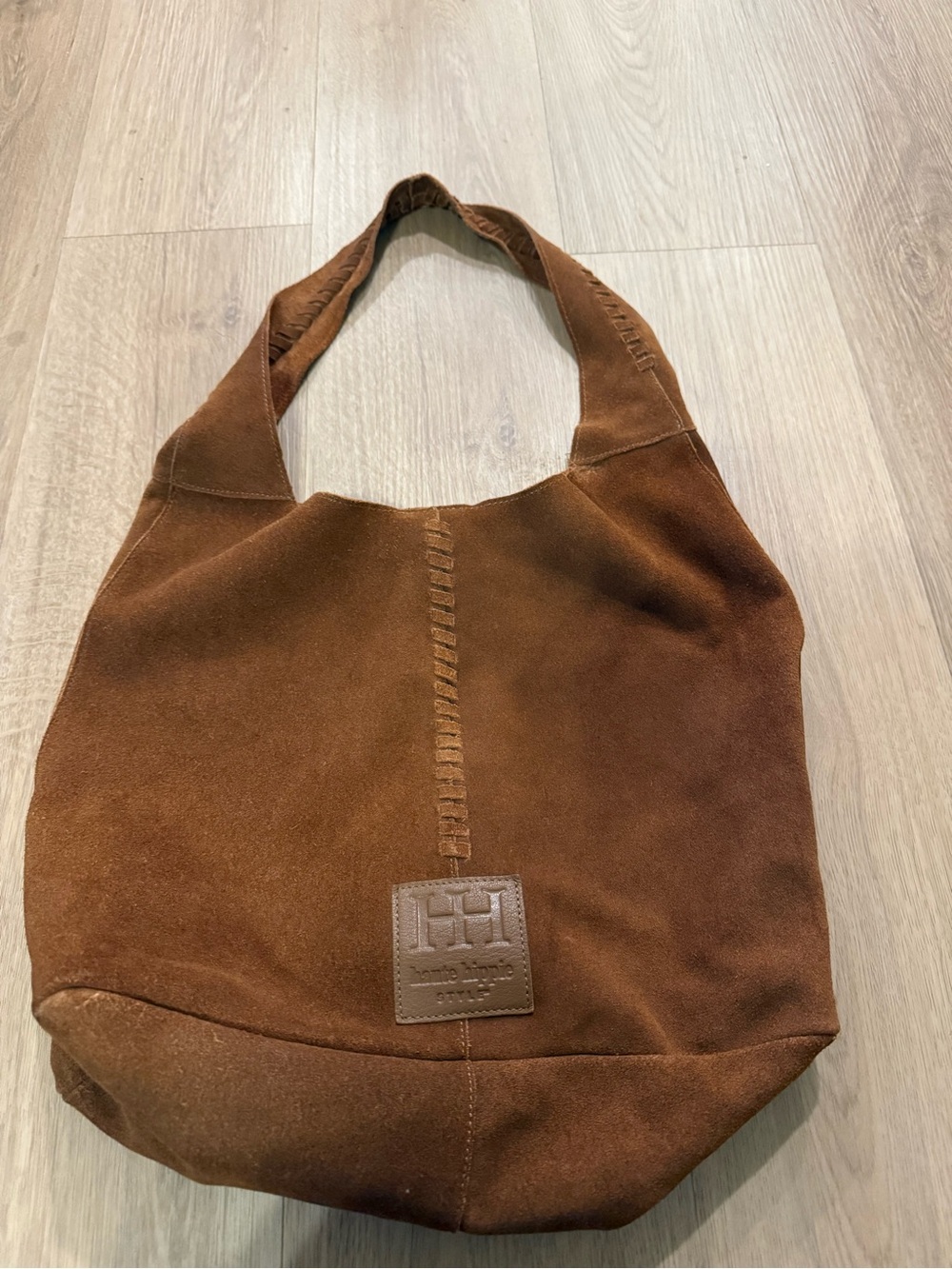 Suede Shoulder Hobo Bag in Rich Brown